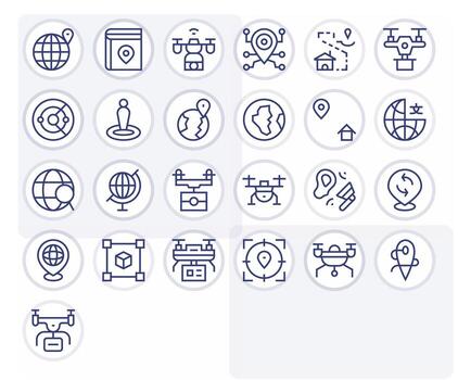 Mapping Visual Pack containing 25 Regular Line Pixel Optimized Icons vector