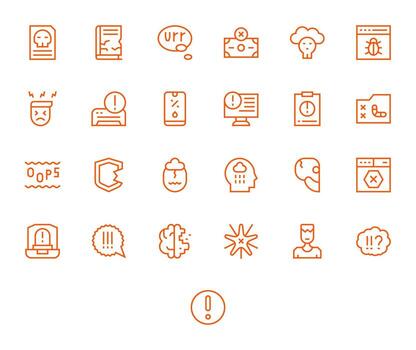System Error Icon Arsenal with 25 64x64 Regular Line Editable designs vector