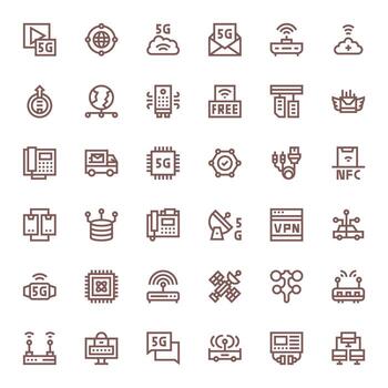 36 PIXEL Perfect Bold Line Icons from Data Transmission Collection vector