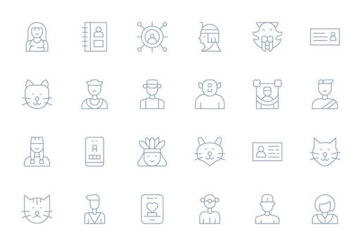 24 128x128 Thin Line Display Perfect Icons for Profile Projects vector