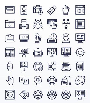 42 256x256 íconos para software en editable regular línea formato vector