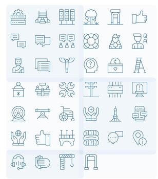 Support Premium Bundle with 40 High Resolution Pixel Aligned Thin Line Icons vector