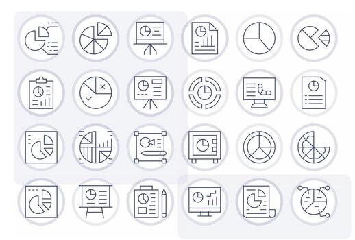 24 retina Listo Delgado línea íconos optimizado para tarta gráfico detalle mejorado monitor vector