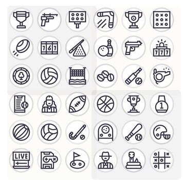 36 Bold Line Icons designed for Game in 128x128 Pixel Aligned format vector