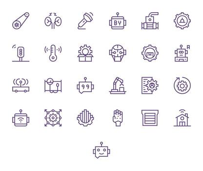 automatización exclusivo conjunto presentando 25 regular línea píxel alineado retina Listo íconos vector