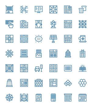 42 íconos inspirado por cuadrícula en monitor Perfecto alto resolución regular línea calidad vector