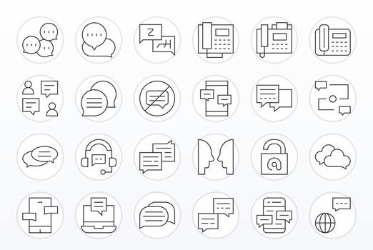 mensajería icono conjunto con 24 Delgado línea alto resolución monitor Perfecto gráficos vector