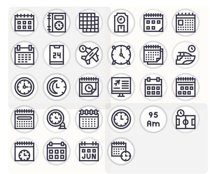 28 negrita línea píxel optimizado íconos para calendario gráficos vector