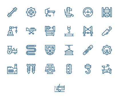 25 regular línea píxel alineado íconos a la medida para maquinaria 128x128 interfaz vector
