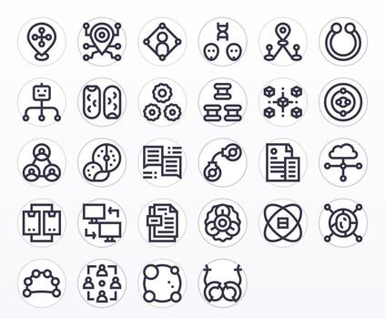 vinculado prima haz con 28 256x256 píxel optimizado negrita línea íconos vector