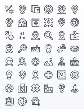 45 negrita línea píxel optimizado íconos hecho a mano para zona 256x256 aplicaciones vector