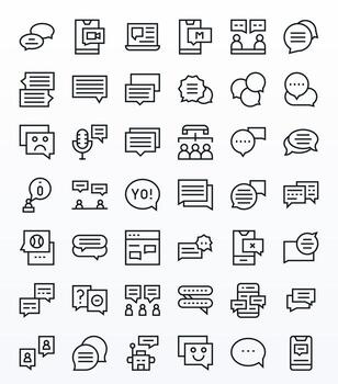 Chat Comprehensive Bundle with 42 Display Perfect Regular Line High Resolution Icons vector