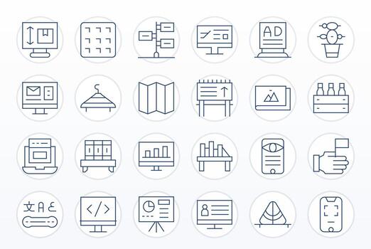 Display Modern Collection with 24 Thin Line High Resolution Display Perfect Icons vector