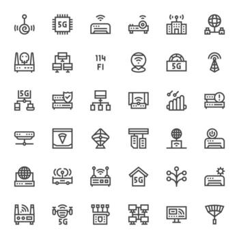 36 256x256 negrita línea íconos optimizado para enrutador detalle mejorado monitor vector