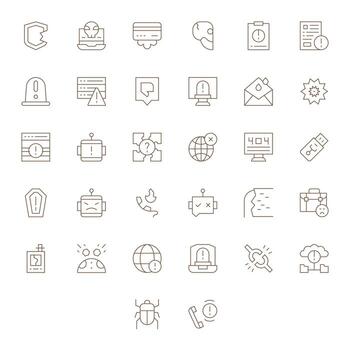 32 Thin Line Icons designed for Error in 256x256 Display Perfect format vector