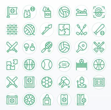 35 Icons inspired by Match in Pixel Aligned High Resolution Regular Line quality vector