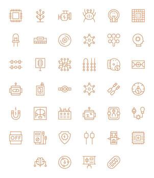40 Pixel Optimized Thin Line Icons designed for Circuit Interface vector