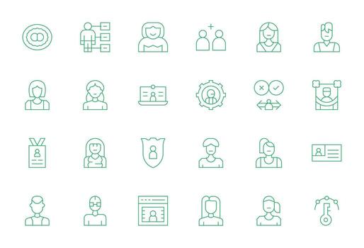 User Account Graphics featuring 24 Thin Line Display Perfect 64x64 Designs vector