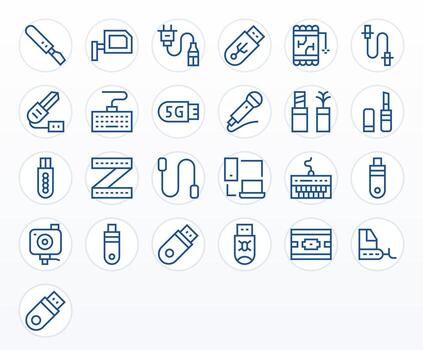 25 Pixel Optimized Regular Line Icons from Usb Collection vector