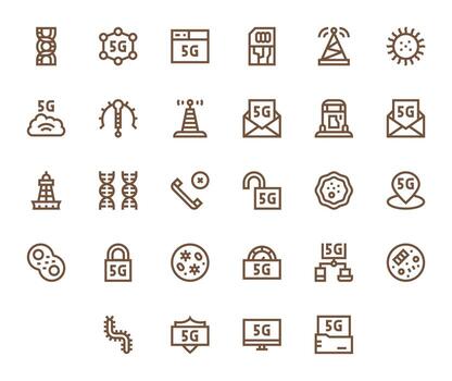 28 íconos para celular optimizado en píxel alineado alto resolución negrita línea resolución vector