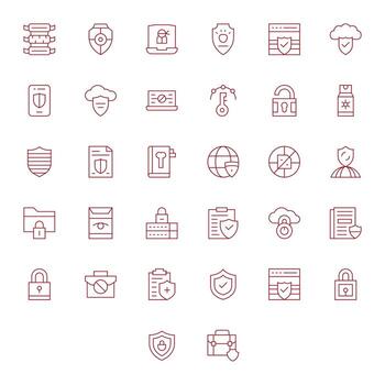 32 Icons for Data Protection optimized in PIXEL Perfect 64x64 Thin Line resolution vector
