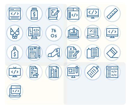 Markup Exclusive Set featuring 25 Regular Line Display Perfect Retina Ready Icons vector