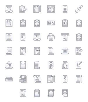 40 íconos para formar optimizado en editable 64 x 64 Delgado línea resolución vector