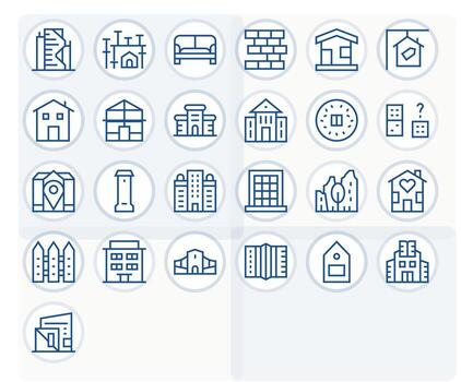 25 Icons inspired by Real Estate in Pixel Optimized High Resolution Regular Line quality vector