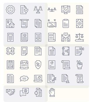 Agreement Pixel Aligned Set with 40 256x256 Thin Line Icons vector