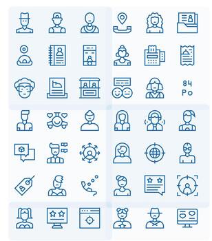 42 128x128 regular línea íconos optimizado para cliente editable monitor vector