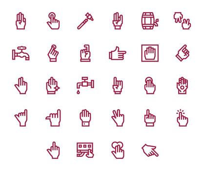 28 Icons for Tap featuring 256x256 Display Perfect Bold Line Graphics vector