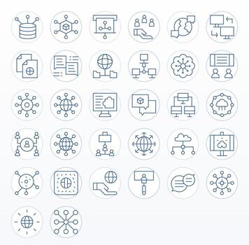32 Display Perfect Thin Line Icons from Sharing Collection vector
