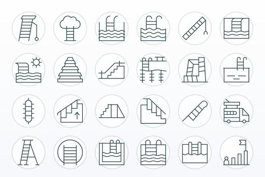escalera icono conjunto con 24 Delgado línea retina Listo píxel optimizado gráficos vector