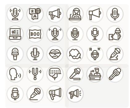 28 Icons for Speech optimized in Pixel Aligned 128x128 Bold Line resolution vector