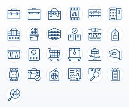 Inventory Icon Toolkit featuring 25 Pixel Optimized 64x64 Regular Line elements vector