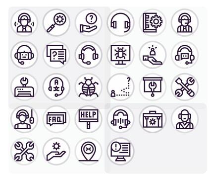 Technical Support Exclusive Set featuring 28 Bold Line Pixel Optimized 128x128 Icons vector