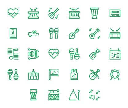 28 Bold Line Icons designed for Rhythm in High Resolution Display Perfect format vector
