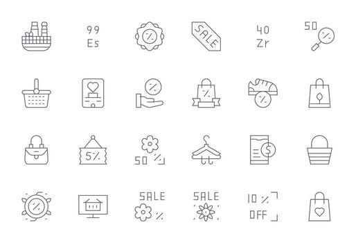 Shopping Complete Package with 24 High Resolution Thin Line Display Perfect Icons vector