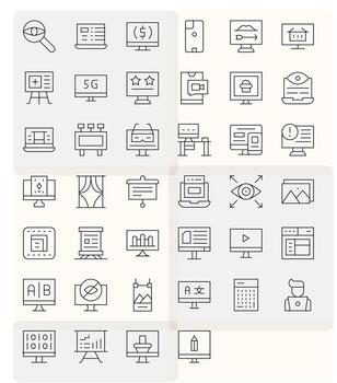 40 Thin Line Icons designed for Screen in 64x64 Display Perfect format vector