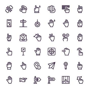 36 Bold Line Icons for Pointer in crisp Retina Ready Grid Fitted resolution vector