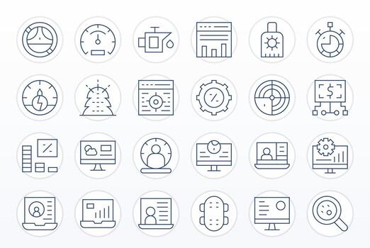 24 píxel optimizado retina Listo íconos para tablero en elegante Delgado línea diseño vector