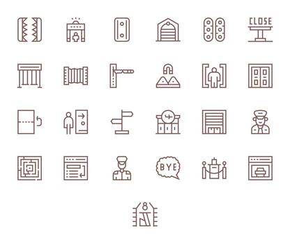 25 regular línea íconos para salida en crujiente retina Listo píxel optimizado resolución vector