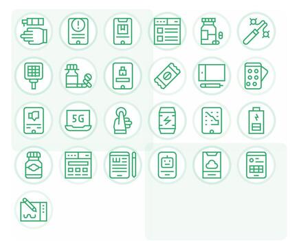 25 regular línea íconos para tableta en crujiente retina Listo píxel alineado resolución vector