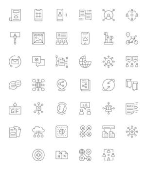 Sharing Icon Set with 40 Thin Line 128x128 PIXEL Perfect Graphics vector