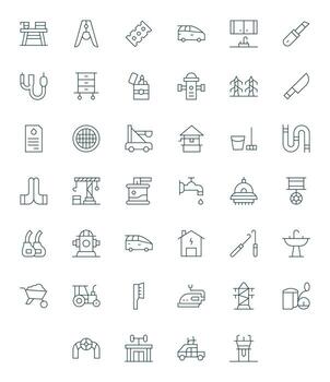 40 cuadrícula equipado íconos temática alrededor utilidad en alto resolución Delgado línea formato vector