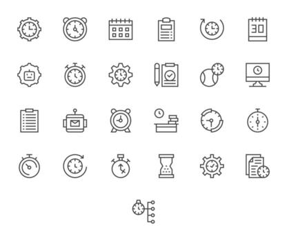 Task Management Comprehensive Bundle with 25 Pixel Aligned Regular Line Retina Ready Icons vector