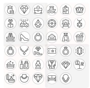 35 Regular Line Icons designed for Luxury in 128x128 Pixel Optimized format vector