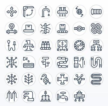 Flow Graphics featuring 35 Regular Line Pixel Optimized 64x64 Designs vector