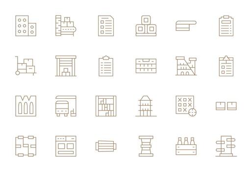 24 Thin Line Icons for Boxes in crisp High Resolution Editable resolution vector