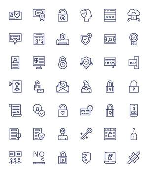 42 High Resolution Regular Line Icons optimized for Authentication Detail Enhanced display vector